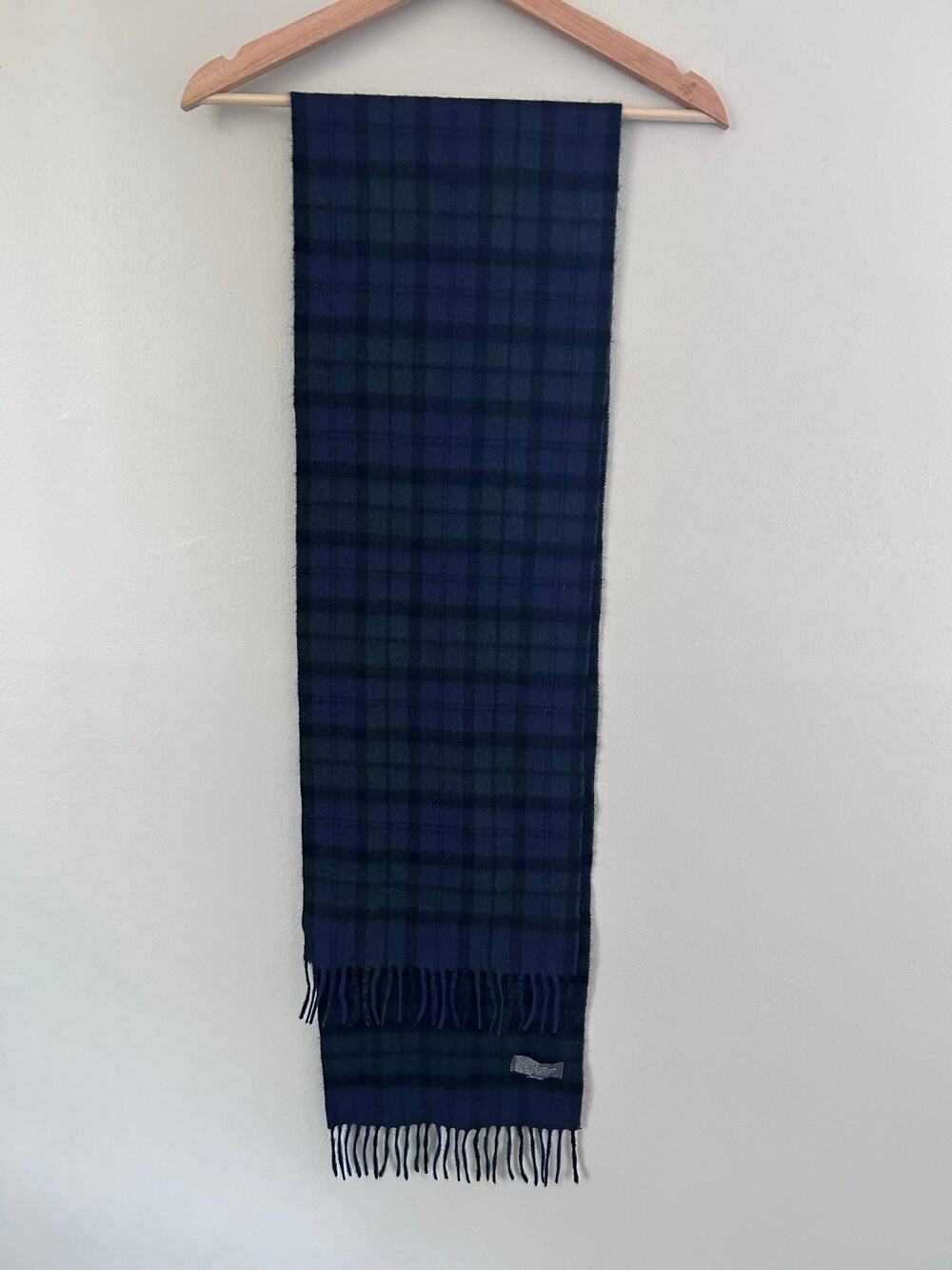 Cashmere Scarf Blue green plaid Winter fall classic